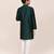 Kids boy bottle green jacquard silk straight kurta pant set