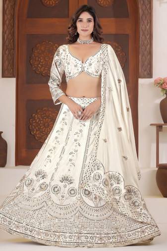 Off white embroidered lehenga choli with dupatta