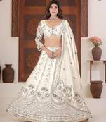 Off white embroidered lehenga choli with dupatta