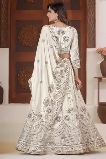 Off white embroidered lehenga choli with dupatta