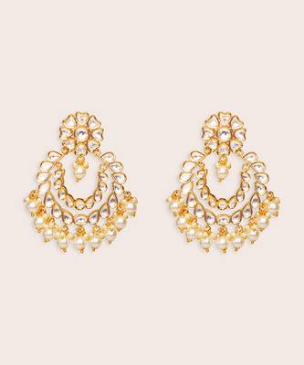 Gold plated kundan chandbali earrings 1