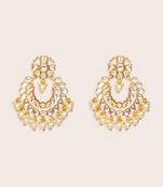 Gold plated kundan chandbali earrings