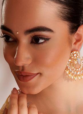 Gold plated kundan chandbali earrings 2