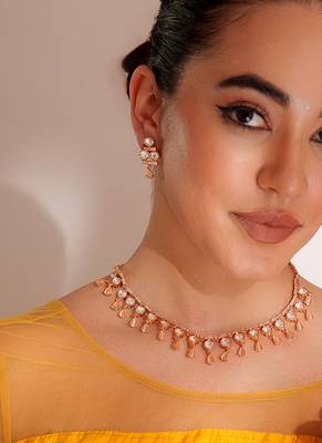 Gold plated kundan necklace set 1