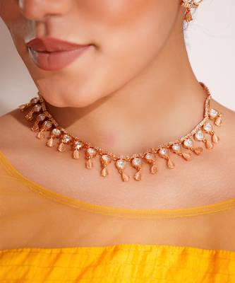 Gold plated kundan necklace set 2