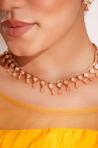 Gold plated kundan necklace set