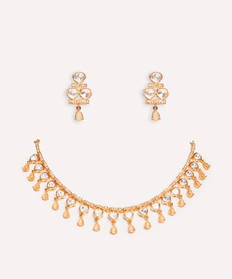 Gold plated kundan necklace set 3