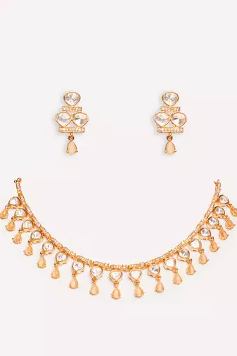 Gold plated kundan necklace set