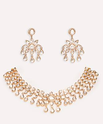 Gold plated kundan necklace set 1