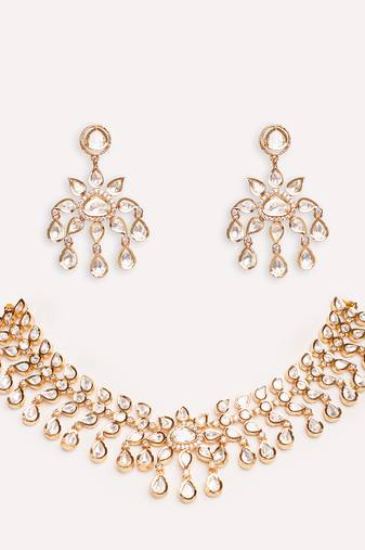 Gold plated kundan necklace set