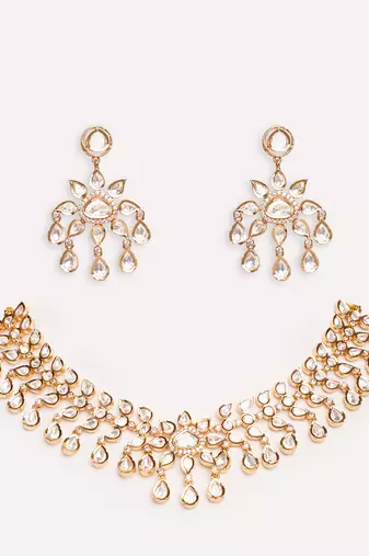 Gold plated kundan necklace set
