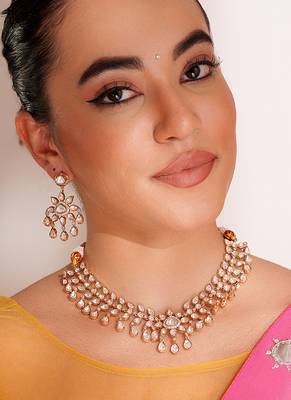 Gold plated kundan necklace set 2