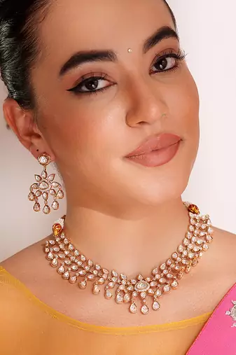 Gold plated kundan necklace set
