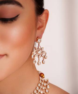 Gold plated kundan necklace set 3
