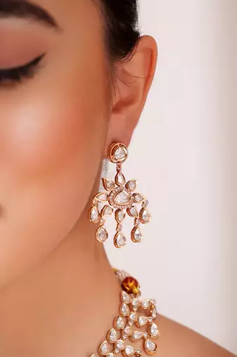 Gold plated kundan necklace set