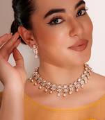 Gold plated kundan choker necklace set