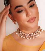 Gold plated kundan choker necklace set