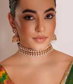 Gold plated kundan choker necklace set