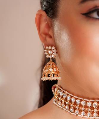 Gold plated kundan choker necklace set 4