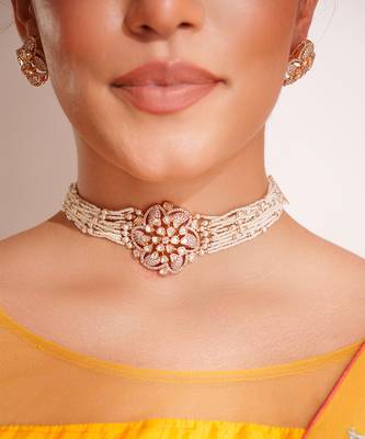 Gold plated kundan choker necklace set 2