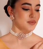 Gold plated kundan choker necklace set