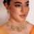Gold plated  green stone kundan  necklace set