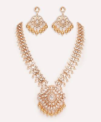 Gold plated kundan necklace set 2