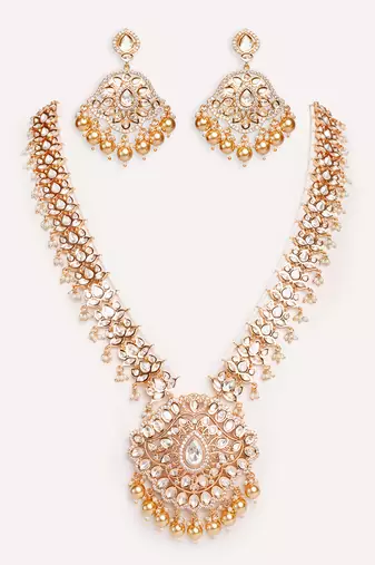 Gold plated kundan necklace set