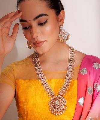 Gold plated kundan necklace set 1