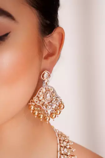 Gold plated kundan necklace set