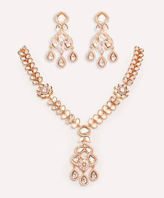 Gold plated kundan necklace set 2