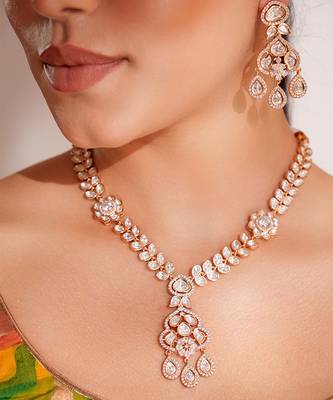 Gold plated kundan necklace set 3