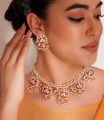 Gold plated red stone kundan  necklace set