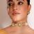 Gold plated  green stone kundan  choker necklace set