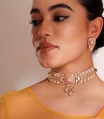 Gold plated kundan choker necklace set