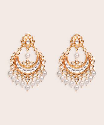 Gold plated kundan chandbali earrings 2