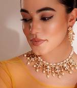 Gold plated kundan necklace set