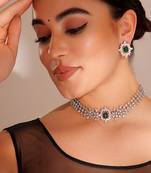 Silver plated choker necklace set