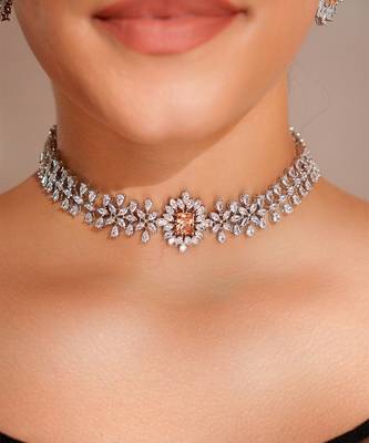 Silver plated choker necklace set 1