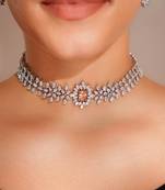 Silver plated choker necklace set