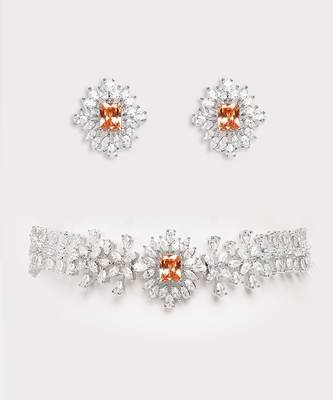 Silver plated choker necklace set 3