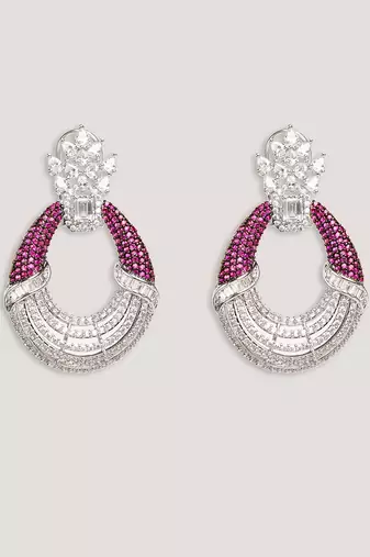 Silevr plated purple earrings