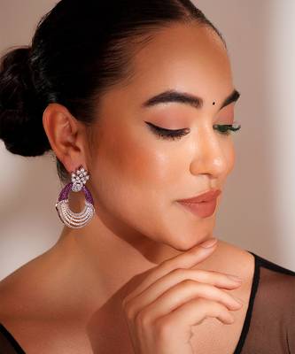 Silevr plated purple earrings 1