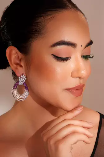 Silevr plated purple earrings