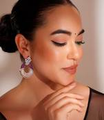 Silevr plated purple earrings