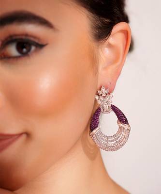 Silevr plated purple earrings 3