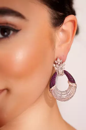 Silevr plated purple earrings