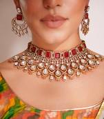 Two stoned choker necklace set