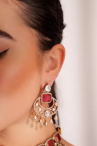 Two stoned choker necklace set