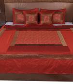 Polysilk Hand Gold Print Bed Cover Set